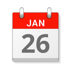January 26 isolated vector calendar icon symbol