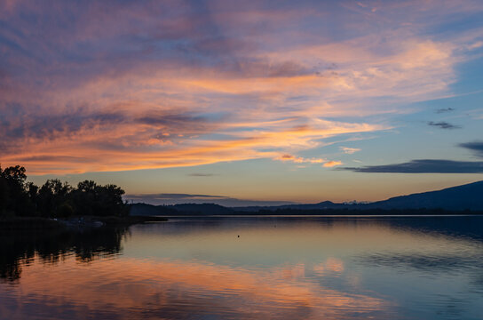 sunset over the lake © Elena