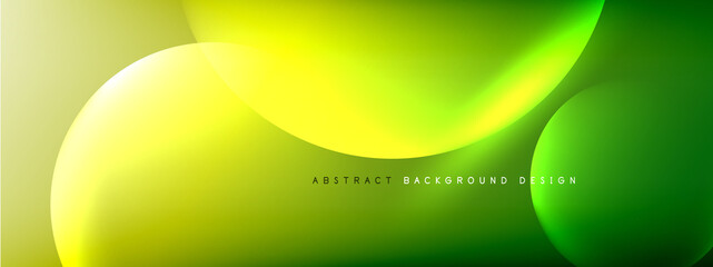 Vector abstract background liquid bubble circles on fluid gradient with shadows and light effects. Shiny design templates for text