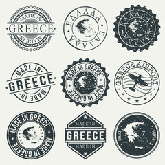 Greece Travel Stamp Made In Product Stamp Logo Icon Symbol Design Insignia.