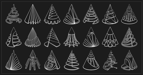 Set of 3D geometric shapes cone designs