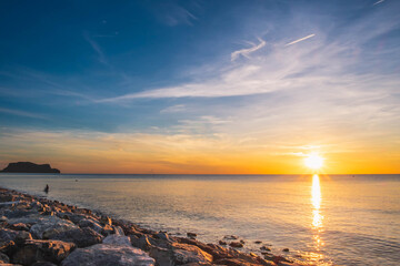 Evening sea image and sunset