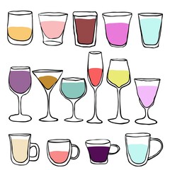 simple isolated colorful childish hand drawn glass line art for background, pattern, wallpaper, label, banner etc. vector design.