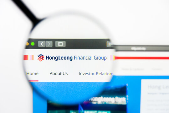Los Angeles, California, USA - 23 March 2019: Illustrative Editorial of Hong Leong Financial website homepage. Hong Leong Financial logo visible on display screen.