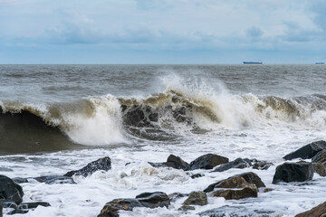 Big stormy waves on the black sea, Poti, Georgia
