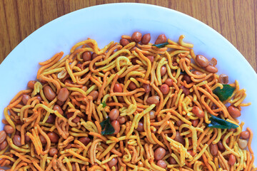 Kerala Snacks (Payyoli Mixture) on plate