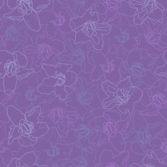 Seamless pattern of abstract flowers and herbs on a violet. Abstract botanical vector illustration. Perfect design for textile or print.