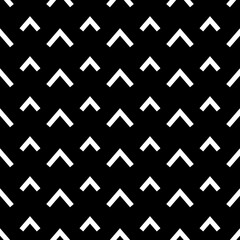 Arrow seamless pattern. Fence chevrons. Embroidery brackets background. Abstract geometric texture. Repeating print with chivron. Design with simple classic shevron. Black and white backdrop. Vector 