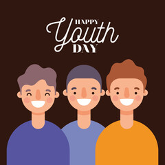 men cartoons smiling of happy youth day design, Young holiday and friendship theme Vector illustration