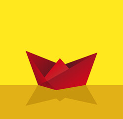 Naklejka premium Folded paper ship with vector