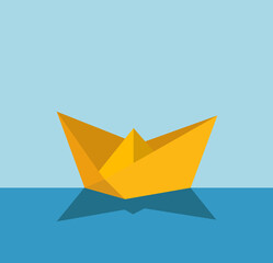 Folded paper ship with vector