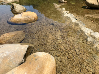 Crystal clear river at dawn