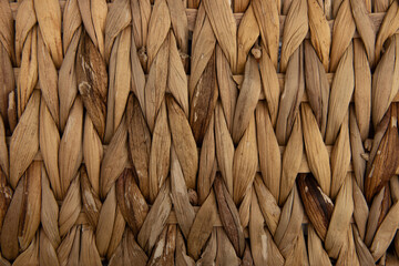  Brown wicker basket texture. Natural straw texture.