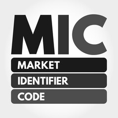 Fototapeta na wymiar MIC - Market Identifier Code acronym, business concept background