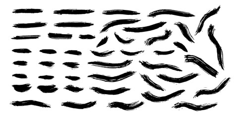 Set of different brush strokes. Brush stroke, stencil. Messy art design element. Vector illustration. Vector isolated.