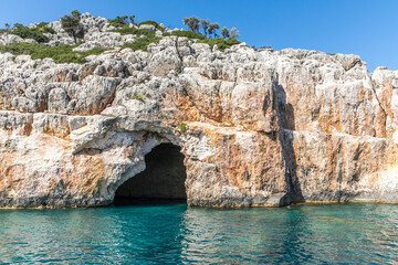 Fototapeta na wymiar Turkey small cave in the Mediterranean in the ancient city of Myra