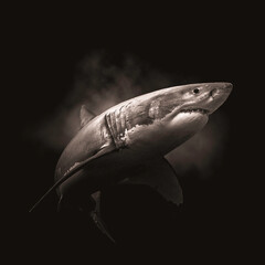 Close up of a great white shark;