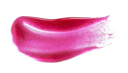 Pink lip gloss swatch isolated on white