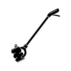 Silhouette Picking up garbage stick. Outline icon of litter picker gripper and crushed can. Black illustration of Long-reach grabber. Flat isolated vector on white background. Symbol of trash removal - 364982158