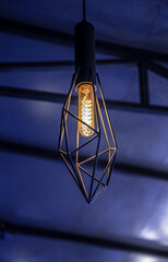 Fototapeta na wymiar edison bulb. unusual metal lamp. chandelier handmade