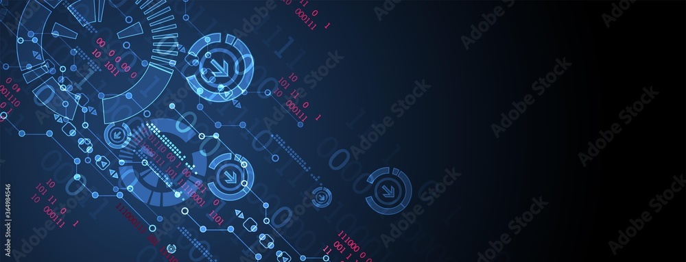 Wall mural abstract technology concept. circuit board, high computer color background. vector illustration with