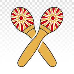 Crossed maracas or rumba shaker musical instruments flat colours icons for apps and websites