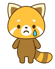 悲しむレッサーパンダ　ベクターイラスト