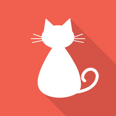 cat  icon  with long shadow vector