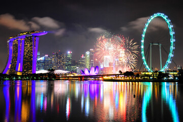 シンガポールの絶景　Beautiful night view of Marina Bay in Singapore