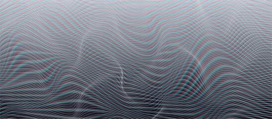 Vector background with horizontal distorted lines. Cyberpunk design template with glitch distortion effect. Futuristic optical illusion wave