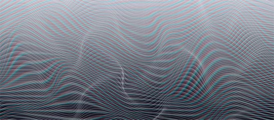 Vektorhintergrund mit horizontalen verzerrten Linien. Cyberpunk-Designvorlage mit Glitch-Verzerrungseffekt. Futuristische Welle der optischen Täuschung © Len_Kha