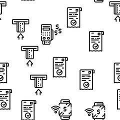 Pos Terminal Device Seamless Pattern Vector Thin Line. Illustrations
