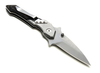 Closeup of hunting knife isolated on white background.Studio shot 