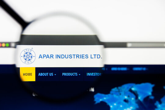 New York, New York State, USA - 18 June 2019: Illustrative Editorial of Apar Industries website homepage. Apar Industries logo visible on display screen.