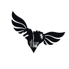 Broken torn heart piano wings logo icon tattoo Symbol of love Hand drawn Modern geometric creative design style Fashion print clothes apparel greeting invitation card picture banner flyer book Vector