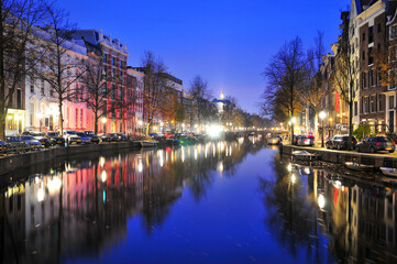 Fototapeta na wymiar アムステルダムの美しい運河　Beautiful canal landscape in Amsterdam