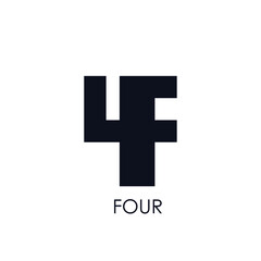 Number 4 four logo template icon sign F lettering Hand drawn Modern geometric creative design style Fashion print clothes apparel greeting invitation card background company agency banner flyer book 