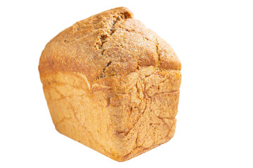 Freshly baked homemade sourdough bread isolated on a white background.