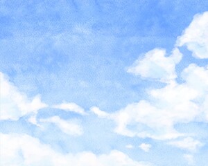 Obraz premium 雲 青空 水彩風イラスト