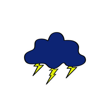 Cloud thunder rain lightning logo icon sign Hand drawn Doodle design Modern geometric creative design style Fashion print clothes apparel greeting invitation card picture banner flyer book Vector
