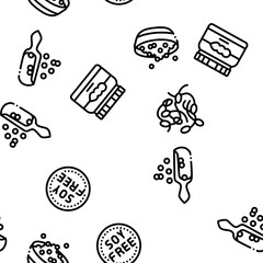 Soy Bean Food Product Seamless Pattern Vector Thin Line. Illustrations