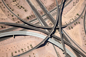 Elevated freeway Interchange in the desert southwest