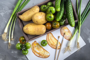 Background with fresh wholesome vegetables