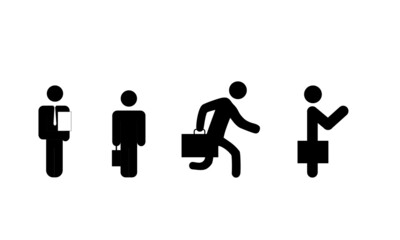 business people holding brief case or book soliciting door to door icon pack 