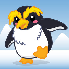 Rockhopper Penguin cartoon, cute animal cartoon, cute cartoon
