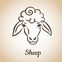 Line drawing, silhouette of a sheep