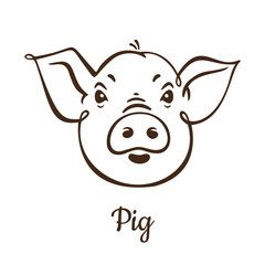 Line drawing, silhouette of a pig