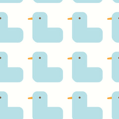 Cute blue retro ducks seamless pattern design on white background. Perfect for fabric, textile, kids fashion. Surface pattern design.