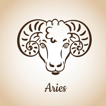 Line drawing, silhouette of a aries