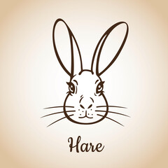 Line drawing, silhouette of a hare